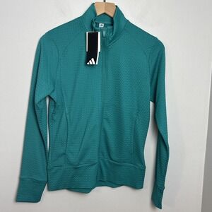Adidas Women's Small Ultimate365 Textured Full Zip Jacket Teal IP4266 NEW Sample